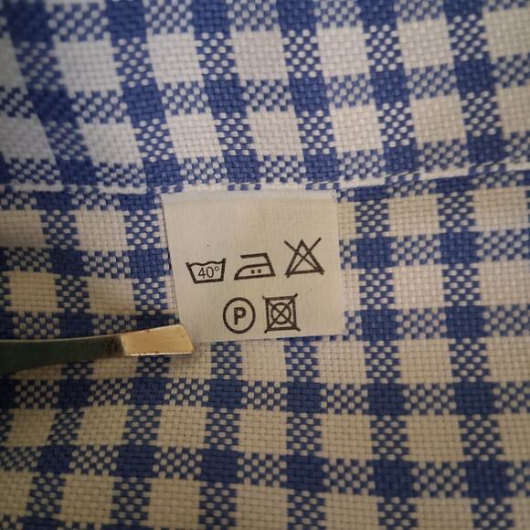 Jeff Rose Made In Italy Men's Blue & White Gingham Button Down Dress Shirt XL - Picture 9 of 11